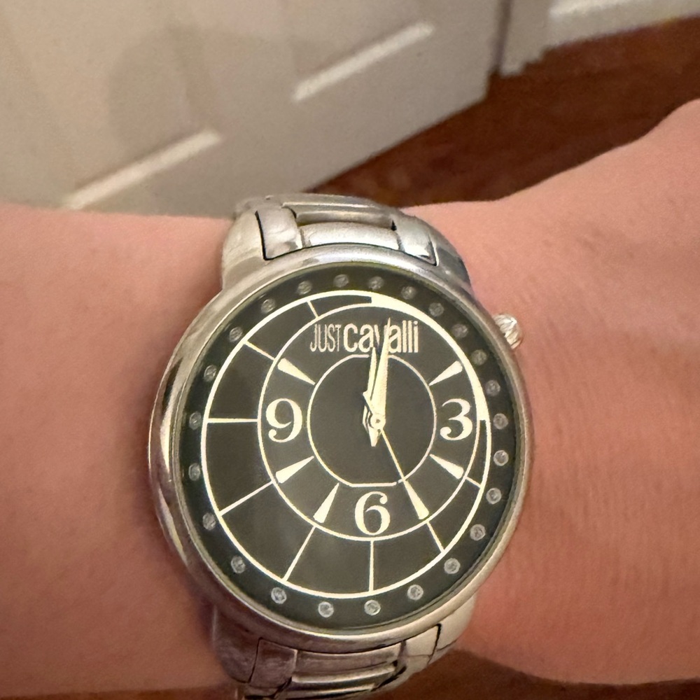 Just Cavalli Silver and Black Women's Watch